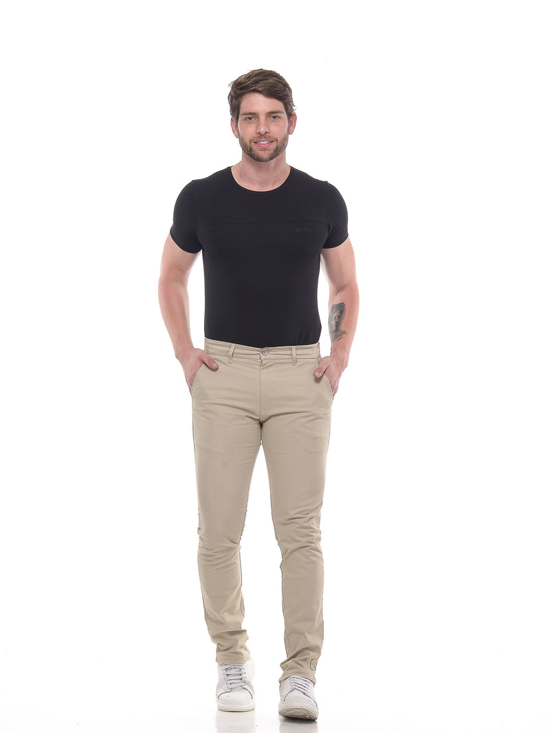 Calça de Sarja Bege Masculina
