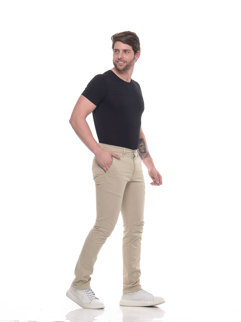 Calça de Sarja Bege Masculina