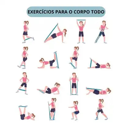 Kit com 5 Faixas Elásticas Fitness