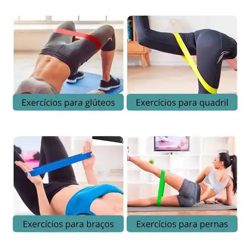 Kit com 5 Faixas Elásticas Fitness