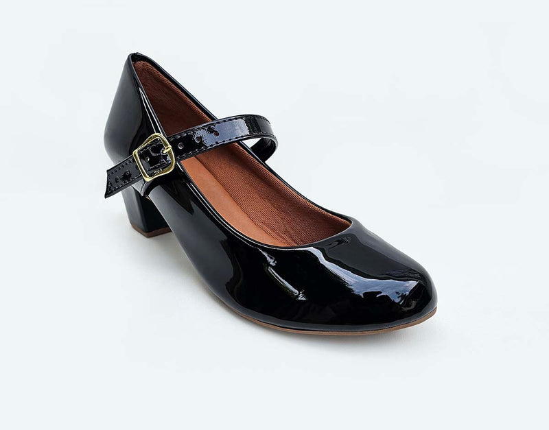 Scarpin Boneca Preto Bico Redondo